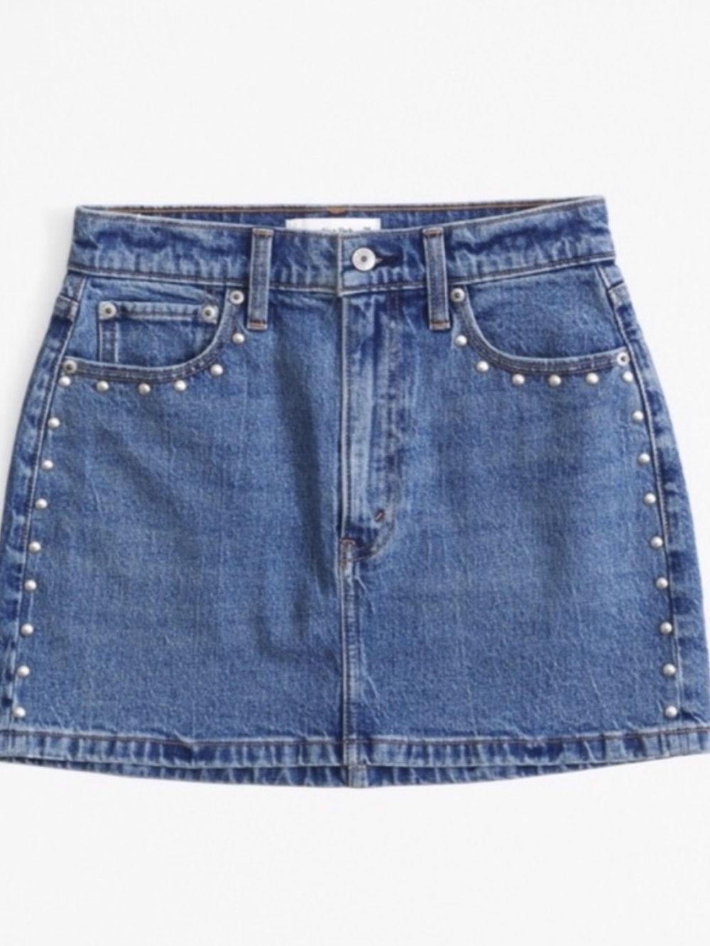 Abercrombie & Fitch High-Rise Studded Denim Mini Skirt NWT